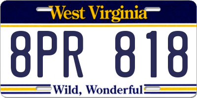 WV license plate 8PR818