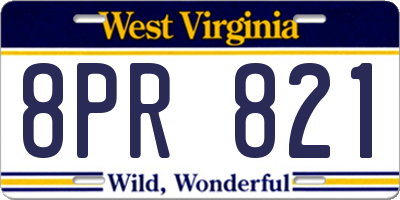 WV license plate 8PR821