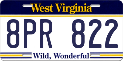 WV license plate 8PR822