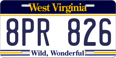 WV license plate 8PR826