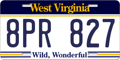 WV license plate 8PR827