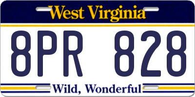 WV license plate 8PR828