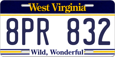 WV license plate 8PR832