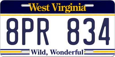 WV license plate 8PR834