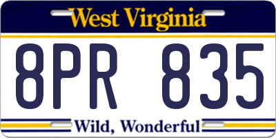 WV license plate 8PR835