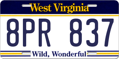 WV license plate 8PR837
