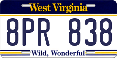 WV license plate 8PR838