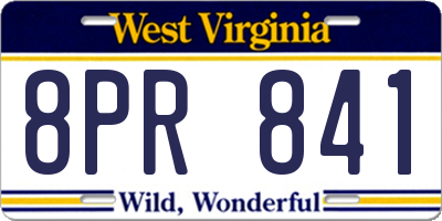 WV license plate 8PR841