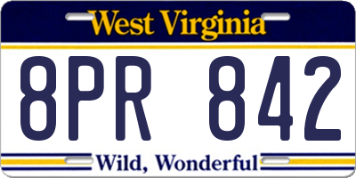 WV license plate 8PR842
