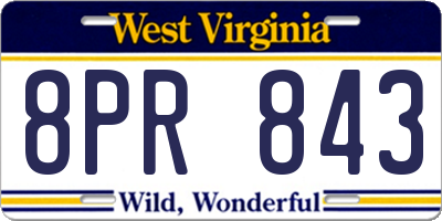 WV license plate 8PR843