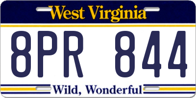 WV license plate 8PR844
