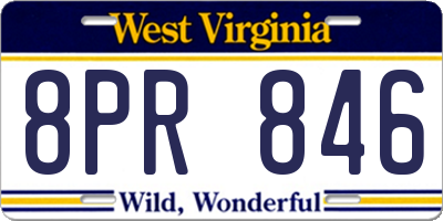WV license plate 8PR846