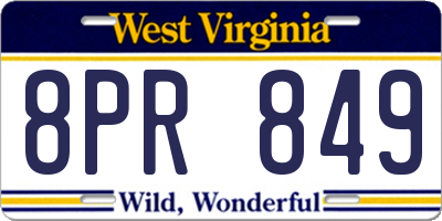 WV license plate 8PR849