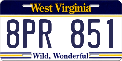 WV license plate 8PR851
