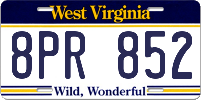 WV license plate 8PR852