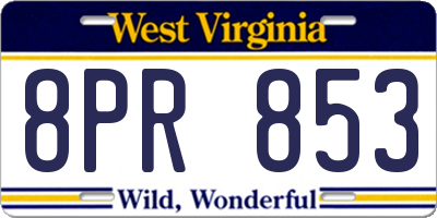 WV license plate 8PR853