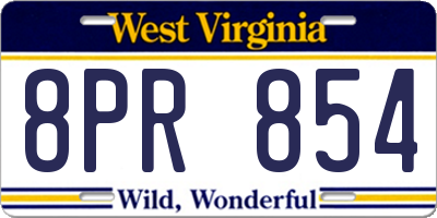WV license plate 8PR854