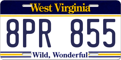WV license plate 8PR855