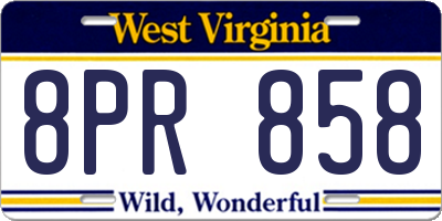 WV license plate 8PR858