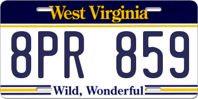 WV license plate 8PR859
