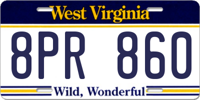 WV license plate 8PR860