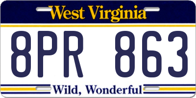 WV license plate 8PR863