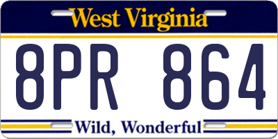 WV license plate 8PR864