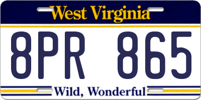 WV license plate 8PR865