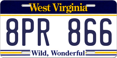 WV license plate 8PR866