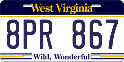 WV license plate 8PR867