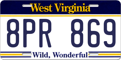 WV license plate 8PR869