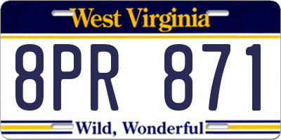 WV license plate 8PR871