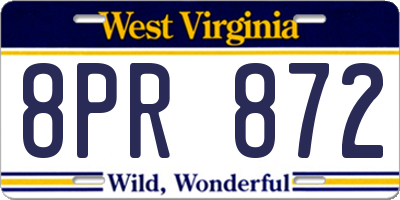 WV license plate 8PR872