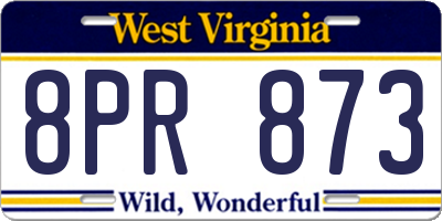 WV license plate 8PR873