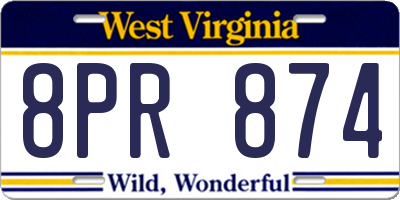 WV license plate 8PR874