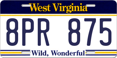 WV license plate 8PR875