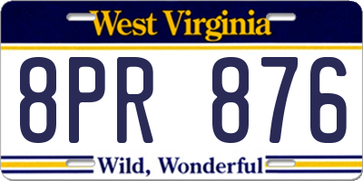 WV license plate 8PR876