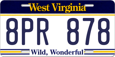 WV license plate 8PR878