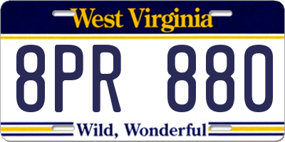 WV license plate 8PR880