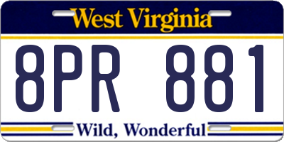 WV license plate 8PR881