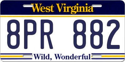 WV license plate 8PR882