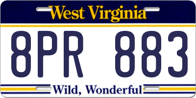 WV license plate 8PR883