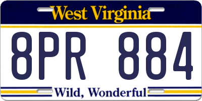 WV license plate 8PR884