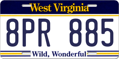 WV license plate 8PR885
