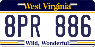 WV license plate 8PR886