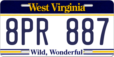 WV license plate 8PR887