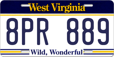 WV license plate 8PR889