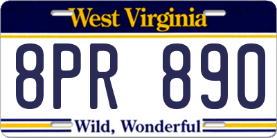 WV license plate 8PR890
