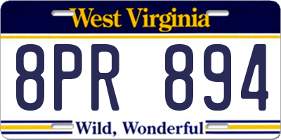 WV license plate 8PR894