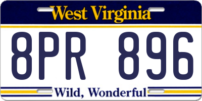 WV license plate 8PR896